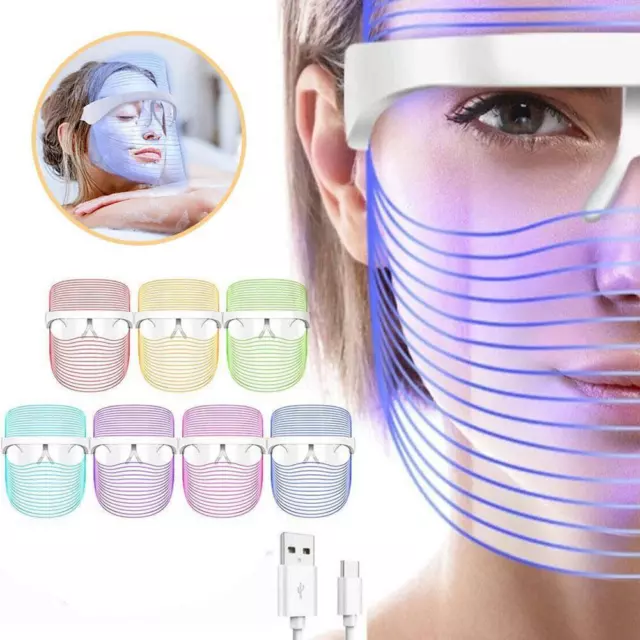 7Color LED Light Photon Face Neck Mask Rejuvenation Facial Therapy Wrinkles I9L1