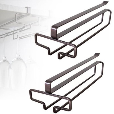 Porta Bicchiere Vino Sospeso Rack Calici Portabicchieri Vino Sotto Mobile Bianco Ferro Stiro Staffa Parete 3 Binari con Viti per Bar Ristorante Famiglie Supporto Bicchieri Vino 