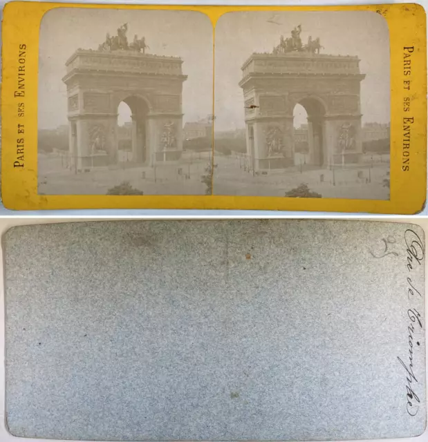 Paris, Arc de Triomphe, Vintage albumen print, ca.1880, stéréo Tirage vintage,