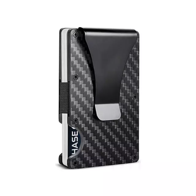 Mens Carbon Fiber Clip Wallet RFID Blocking Money Slim Credit Card Holder Metal