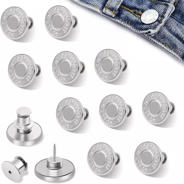 10 Pcs Buttons for Jeans,Adjustable Jean Button Pins,Pant Waist Tightener,No Sew