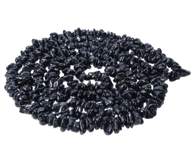 Schörl schwarzer Turmalin Splitterkette endlos ohne Verschluss Edelstein 90 cm