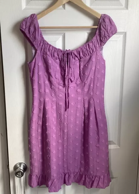 Nanette Lepore Lined Cap Sleeve Mini Dress Size 6? Purple Ruffle Bottom Pockets