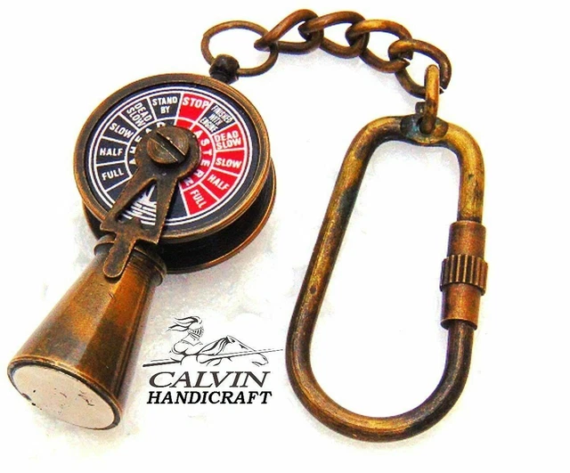 Antique Nautical Vintage Key Chain Brass Solid Brass Telegraph Key Ring Gift New