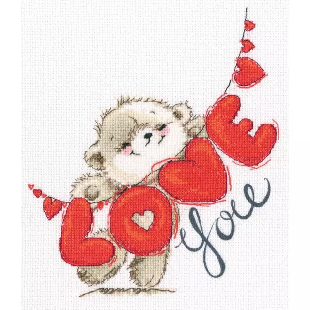 RTO counted Cross Stitch Kit "I love you" M70033, with printed background 24x27