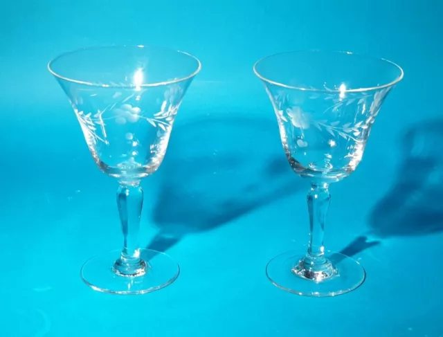 1940s Delicate Liqueur Glasses, Hand Etched, Set of 6, E.C