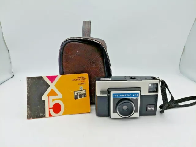 Vintage Kodak Instamatic X-15 Film Camera with Manual and Case, Free Shipping!