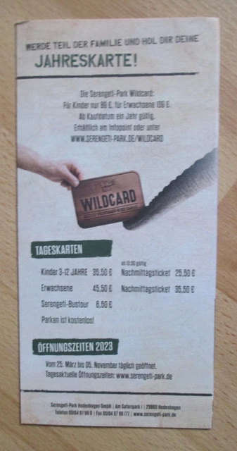 Biglietto gratuito bambini Serengeti-Park Hodenhagen (35,50 €) prospetto/volantino stagione 2023 2