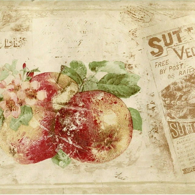 VINTAGE SEED PACKETS Fruit Wallpaper Border 30 feet length "FREE