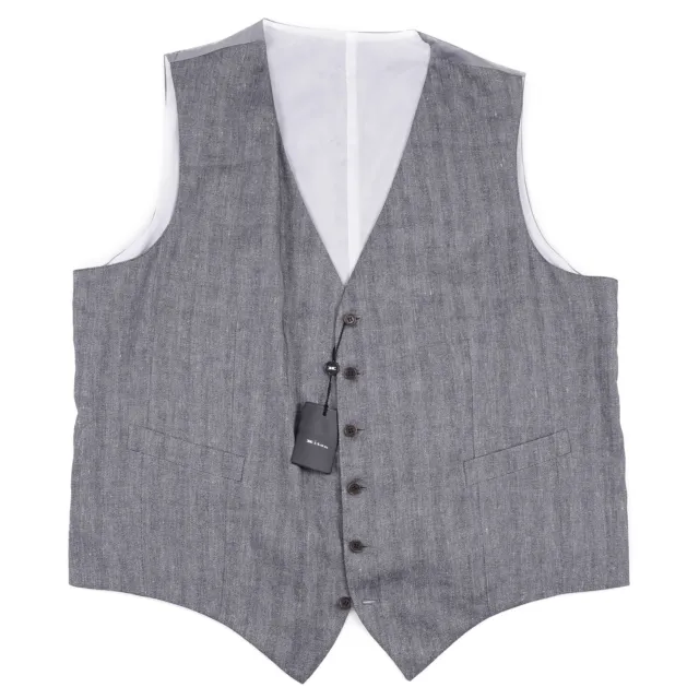 Kiton Napoli Gray Herringbone Cashmere-Linen-Silk Waistcoat US 48-50 Vest NWT