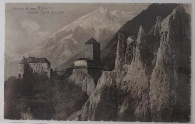1925 cartolina CASTEL TYROL+STAZIONE CURA di MERANO+viaggiata-e136