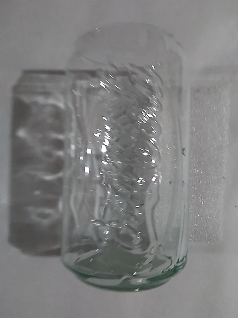 Vintage Coca-Cola Coke Can Shaped 5" Green Clear Glass 12oz Drinking Cup