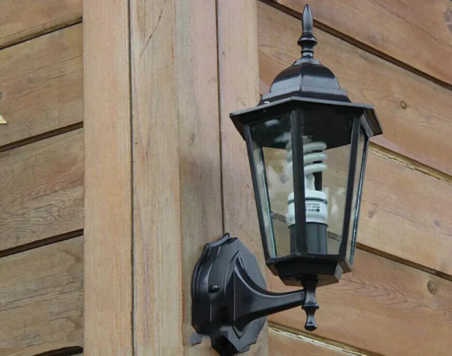 Linterna de exterior negra impermeable lámpara de pared retro aplique de aluminio