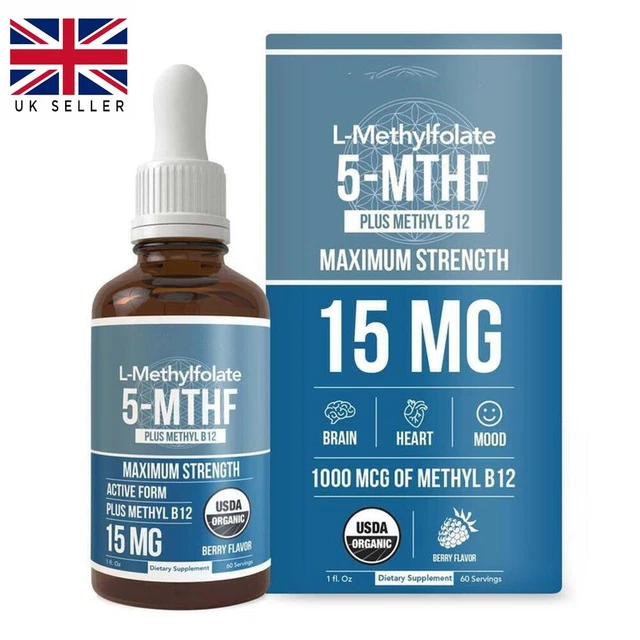 L-METHYL FOLATE 5-MTHF Drops 1000 Mcg - Liquid Vitamins Folate ...