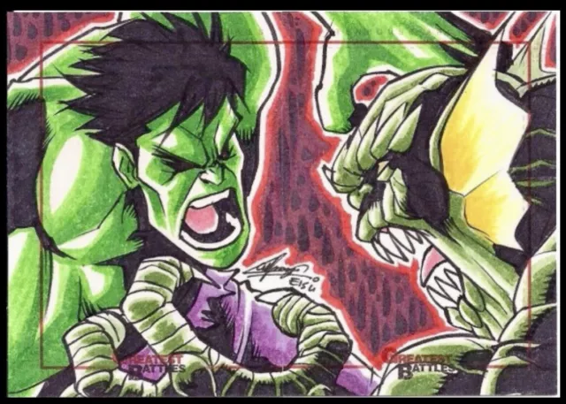 Marvel Greatest Battles Sketch Cards Remy Saiful Mokhtar Hulk Vs Abomination