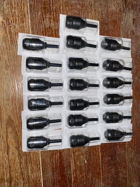 Juego de 19 empuñaduras negras premium para cartucho de tatuaje nuevas en paquete