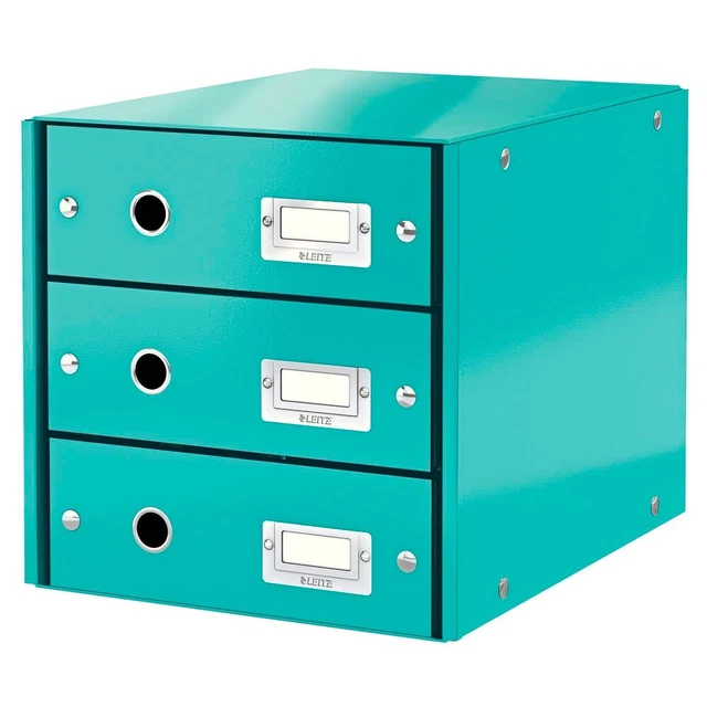 LEITZ Schubladenbox Click & Store  eisblau 6048-00-51, DIN A4 mit 3...