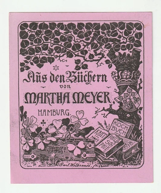 CARL WOLBRANDT: Exlibris für Martha Meyer, 1898