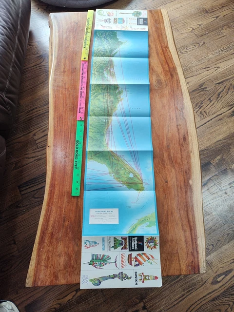 Out Rout 1970S? NATIONAL AIRLINES Fold Out Route Map Eastern & Southern U.S. 10 ...