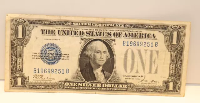 1928-A $1 Silver Certificate One Dollar Funnyback VF B19699251B