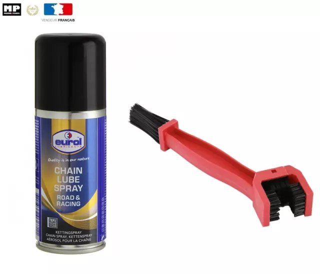 Pack entretien  pour Kit chaine Moto Quad avec Brosse + spray Lubrifiant 100 ml