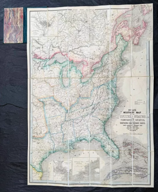 1865 James Wyld Large Antique Folding American Civil War Map - Extremely Rare