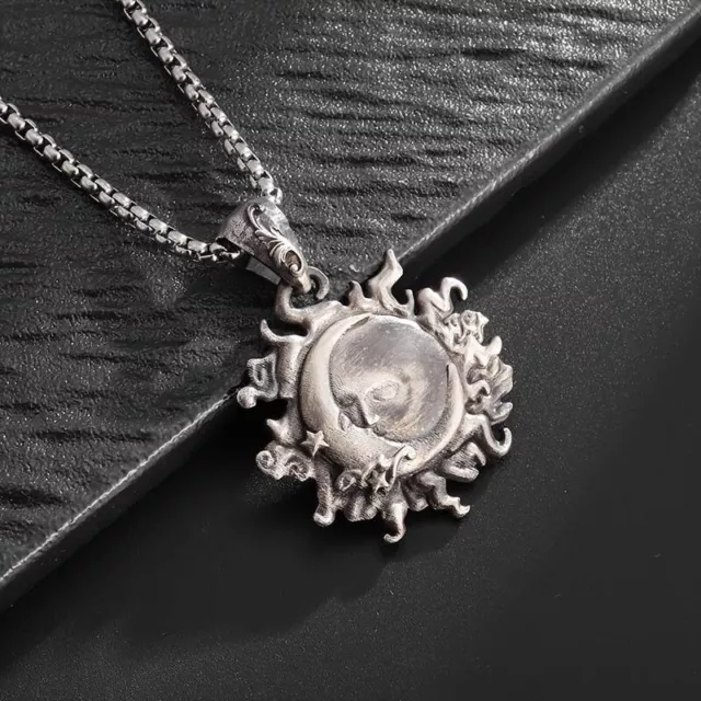 Collier pendentif  Soleil et Lune  en Acier Inoxydable Idéal Cadeaux 2