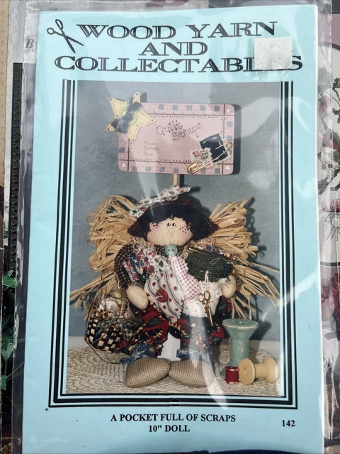 Pocket Full Of Scraps 10”Doll Craft Pattern 142 Wood Yarn Collectables UC