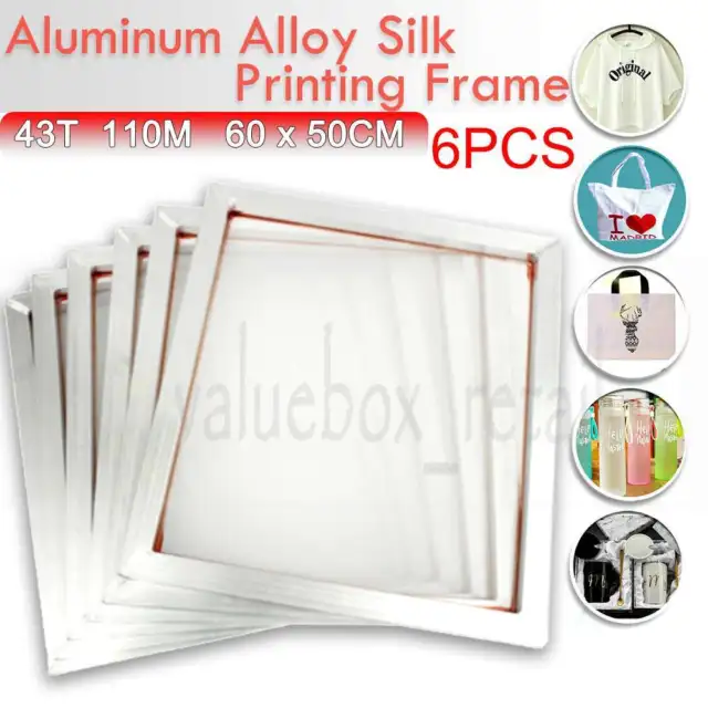 6PCS Aluminum Alloy Silk Screen Printing Frame With 43T/110M Mesh 60 x 50CM AU