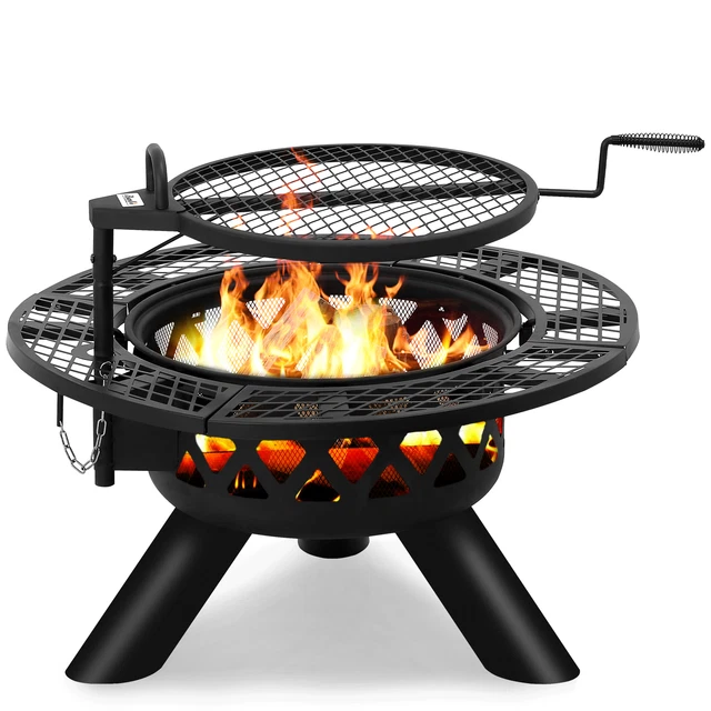 BALI OUTDOORS WOOD Burning Round Fire pit barbecue Pit BBQ Backyard