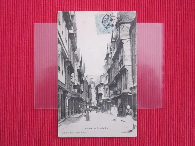 Cpa Ecrite Timbre Morlaix Grande Rue Finistere 29