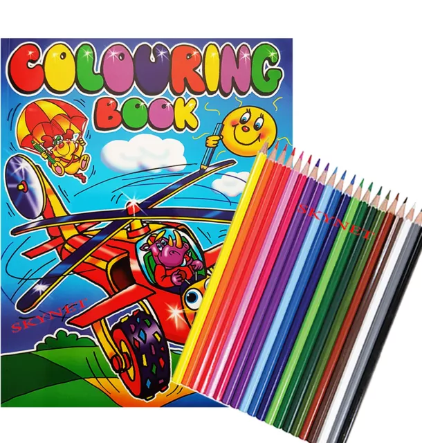 A4 Childrens Colouring Book Books For Children For Kids - 56 PAGES + 18 Pencils