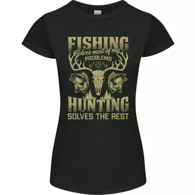 T-shirt da donna Fishing & Hunting Fisherman Hunter divertente Petite Cut