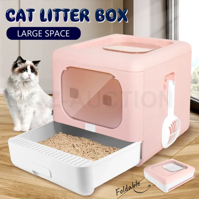 Cat Litter Box Top Entry Kitty Enclosed Tray Pet Toilet Large Covered Hooded