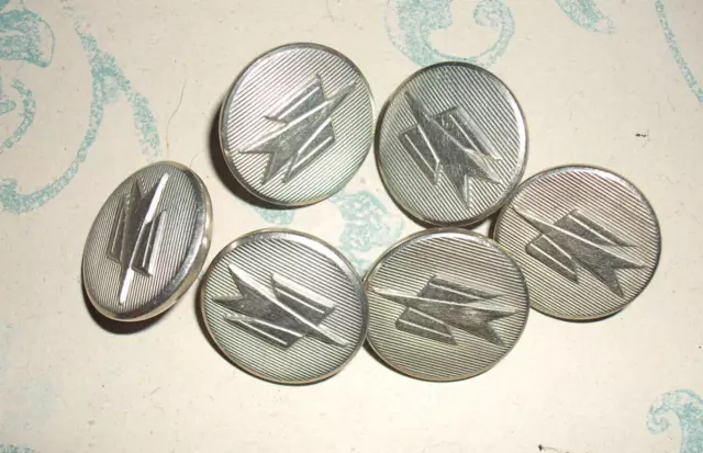 Lot de 6 boutons anciens argentés de la Poste PTT