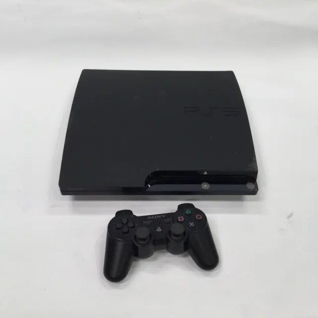 Sony PlayStation 3 PS3 Slim 500GB Game Console Jet Black w/One Handle Au Seller