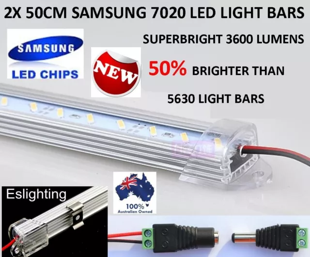 2X 50Cm 7020 12V Led Strip Light Bars Camping Caravan Camping Boat Tent Awning