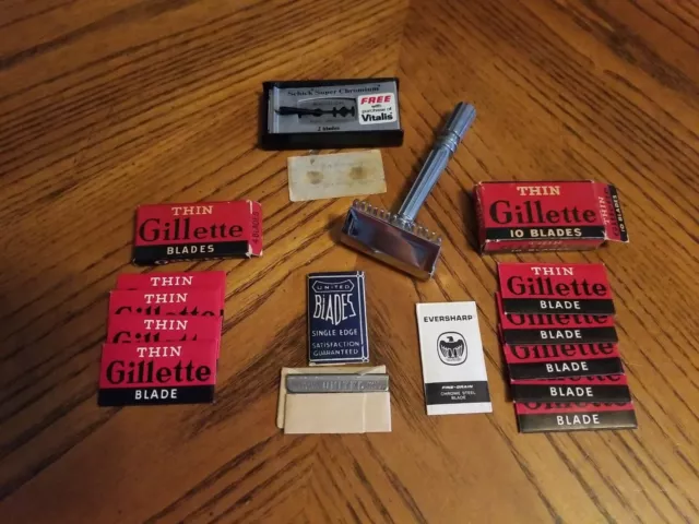Vintage Gem Micromatic Single Edge Safety Razor Gillette United Schick Blades