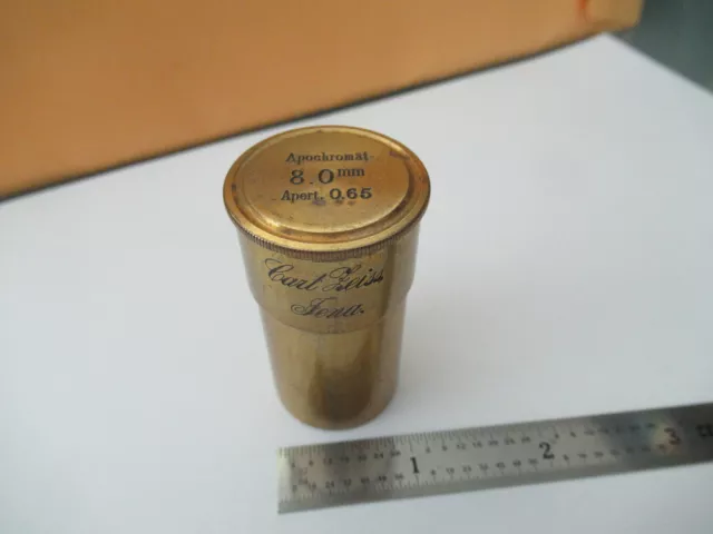 CARL ZEISS JENA 8mm EMPTY BRASS OBJECTIVE CAN MICROSCOPE AS PICTURED &F5-A-108