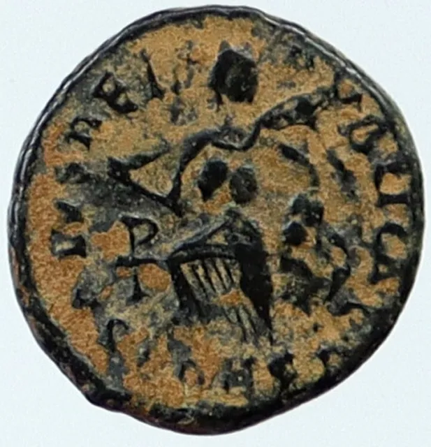 ARCADIUS 388AD Christian Symbol Victory Angel Genuine Ancient Roman Coin i118388