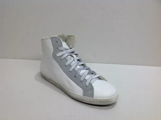 scarpe sneakers alte uomo stivaletto pelle cerniera bianco ghiaccio Via Condott