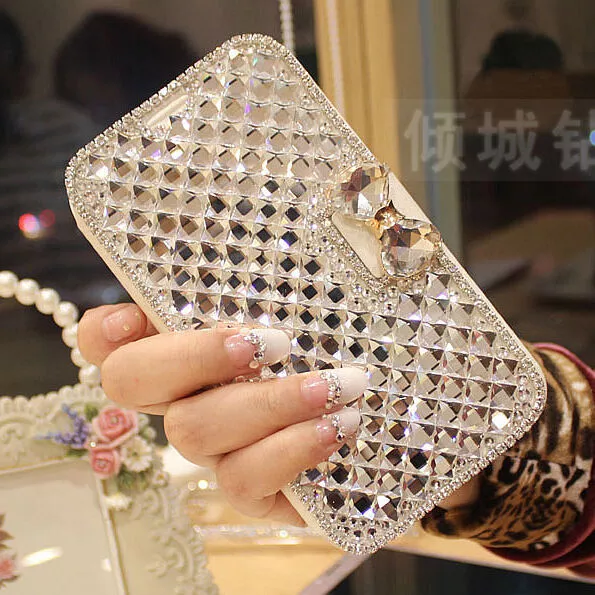 Luxury Bling Crystal Diamond Wallet Flip Case Cover For  iPhone Samsung Phone 3