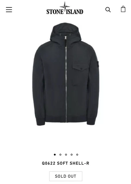 STONE ISLAND SOFT Shell R Badge Bomber Jacket Size M Black Hooded