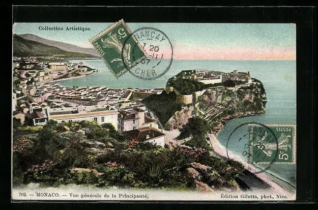 CPA Monaco, Vue générale de la Principauté 1907