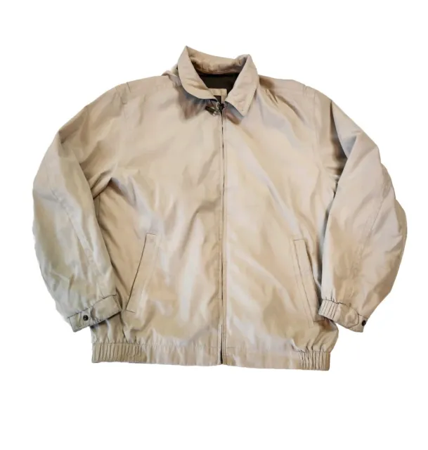 Rainforest Jacket Mens Beige Full Zip Lightweight Polyester Lined Size Large