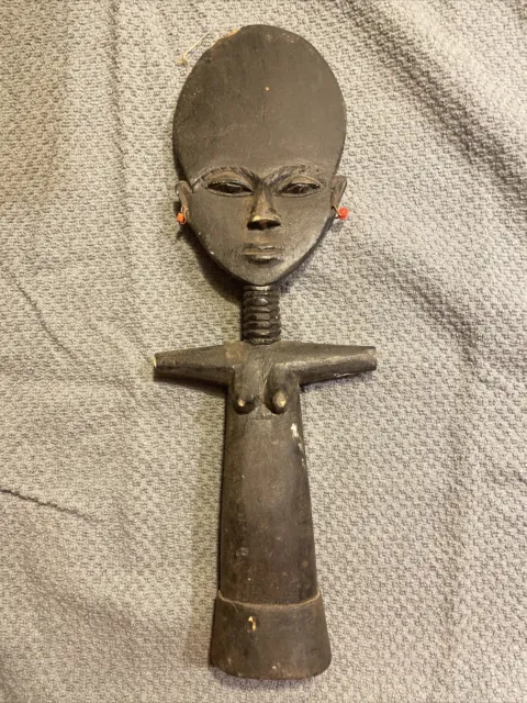 African Figure Tribal Art Wooden Carved Ashanti Fertility Goddess
