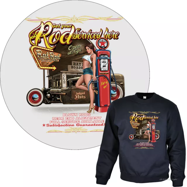 Sweatshirt Hot Rod Auto SpeedShop retro v8 US-Car Garage pinup Shirt *1276 navy