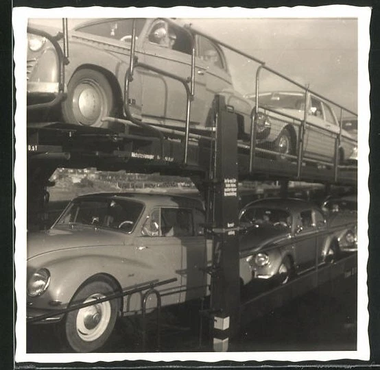Fotografie Auto-Zug der Deutschen Bahn, Auto VW Käfer & Opel, PKW - Kfz