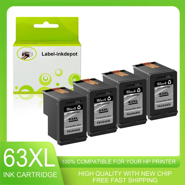 4PK 63XL INK Cartridge Black FOR HP ENVY 4511 4513 4520 4522 4523 4525 ...