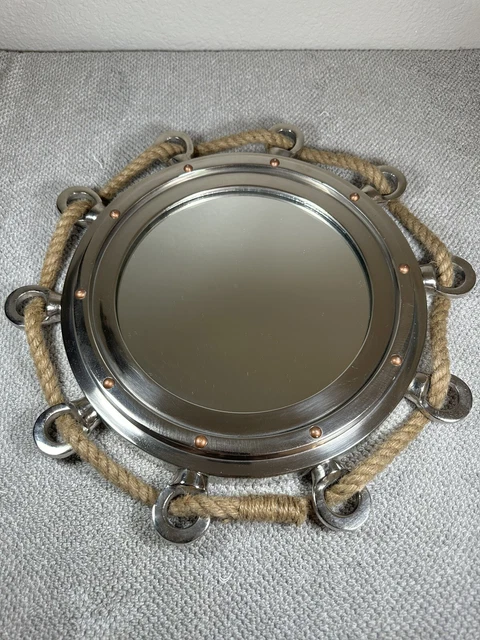 16"Porthole Aluminium Finish Port Mirror Wall Hanging Ship Porthole Home Decor
